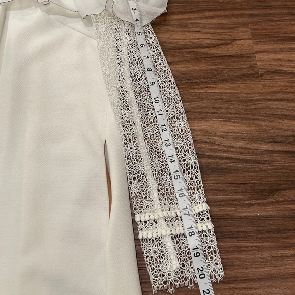 SELF PORTRAIT Military Cape Shoulder White Floral Lace Ruffle Dress Size 6 UK 10 - Picture 10 of 12